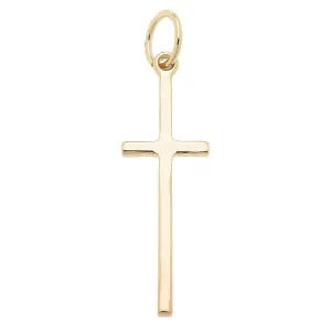 Skinny Cross Charm in Shiny Gold