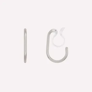 SMALL OVAL HOOP CLIP-ON EARRINGS IN SILVER