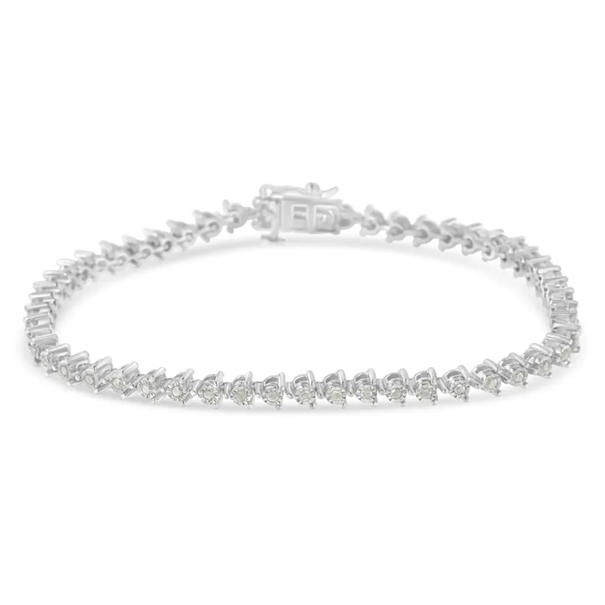 Sterling Silver Diamond Tennis Link Bracelet (0.5 cttw, I-J Color, I3 Clarity)