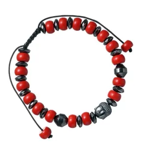 Taiwan Cinnabar Stone Beaded Buddha Bracelet