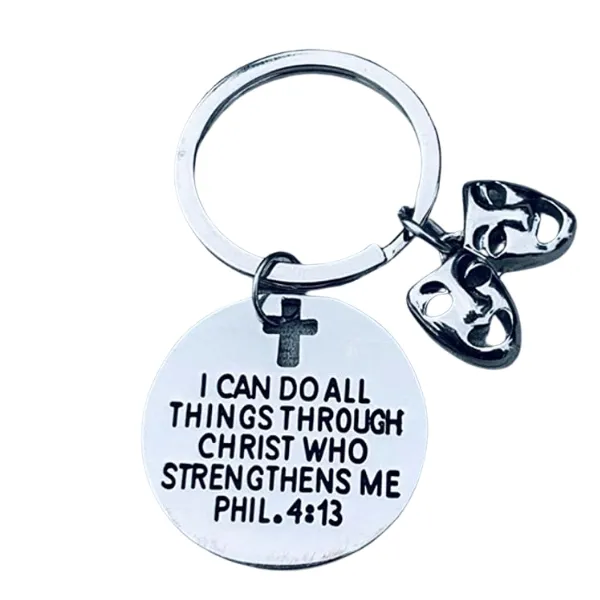 Theater Keychain- Drama Mask I Can Do All Things Through Christ