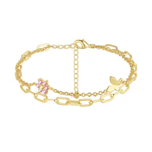 Tokyo Mart Dainty Gold/Silver Bracelets for Women Jewelry Layered Heart/Butterfly Link Bracelets