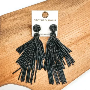 Tropical Days Ahead Beaded Dangle Earrings in Black