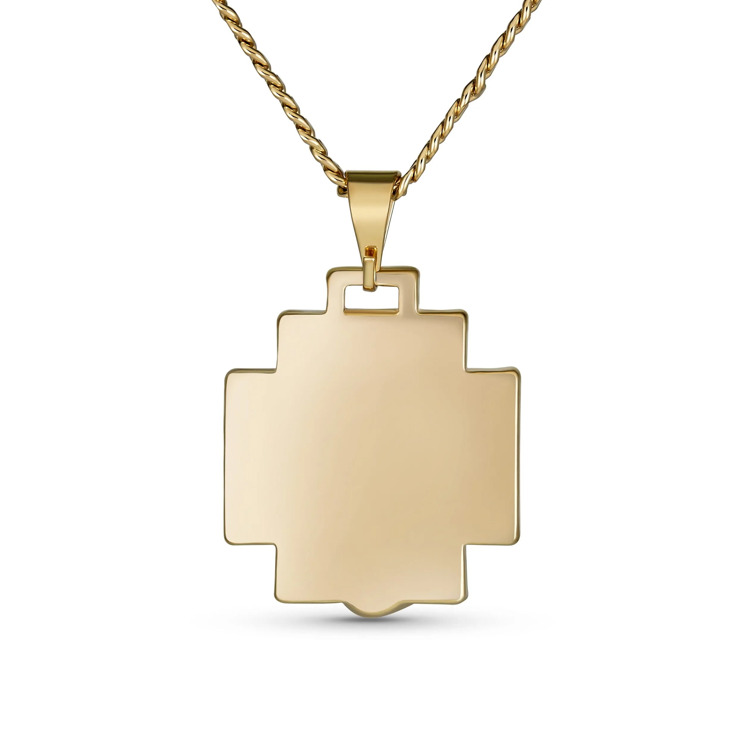 Unisex Yellow Gold Plated Pendant Necklace with Jesus Christ Cross Medallion