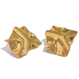 VAIGE Trendy Geometric Big Stud Earrings - Waterproof 316L Stainless Steel with Metal Texture