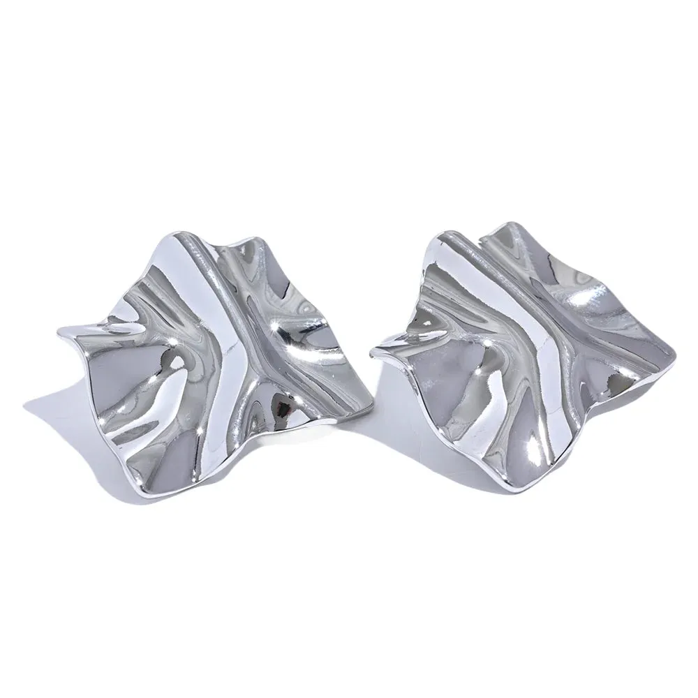 VAIGE Trendy Geometric Big Stud Earrings - Waterproof 316L Stainless Steel with Metal Texture