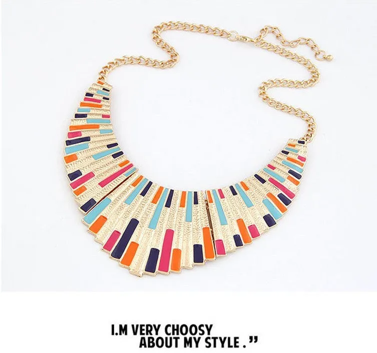 Vintage Choker Statement Necklaces for Women Bijoux Enamel Geometric Choker Collares Collier Fashion Jewelry Maxi Necklace