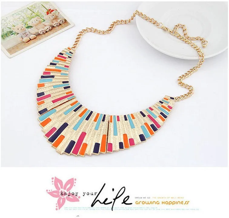 Vintage Choker Statement Necklaces for Women Bijoux Enamel Geometric Choker Collares Collier Fashion Jewelry Maxi Necklace