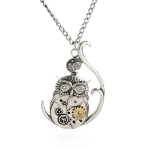 Vintage Steampunk Necklace Antique Owl Clock Spider Love Pendant Chain Necklace New Jewelry For Men Women