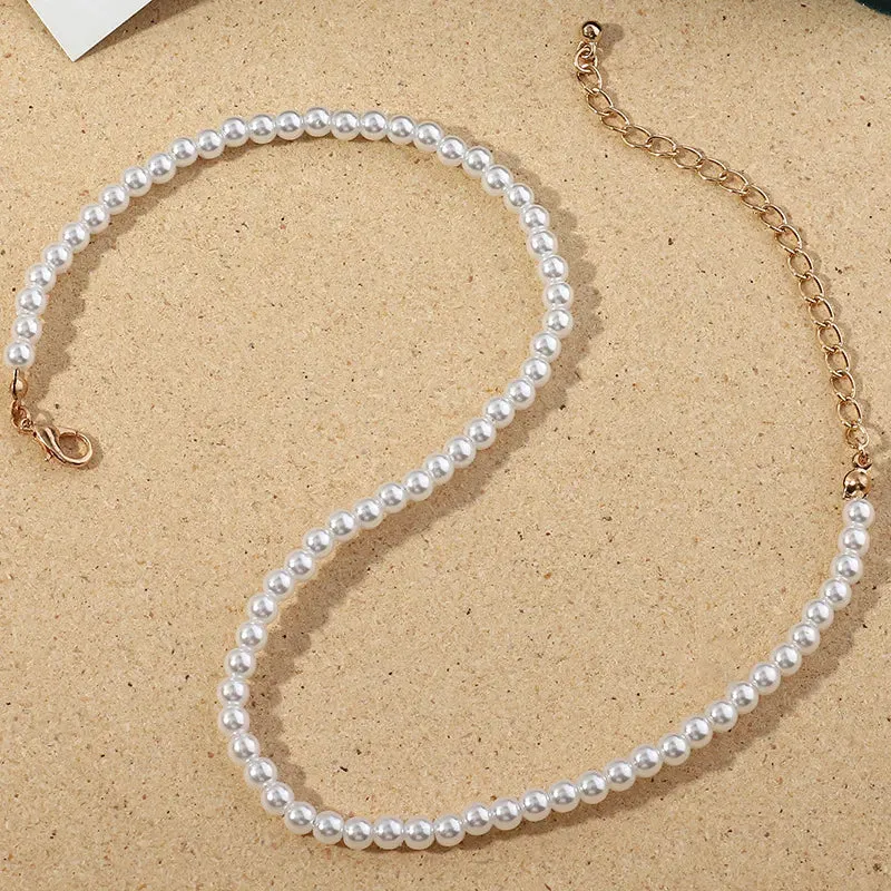 Vintage Style Simple 6MM Pearl Chain Choker Necklace For Women Wedding Love Shell Pendant Necklace Fashion Jewelry Wholesale