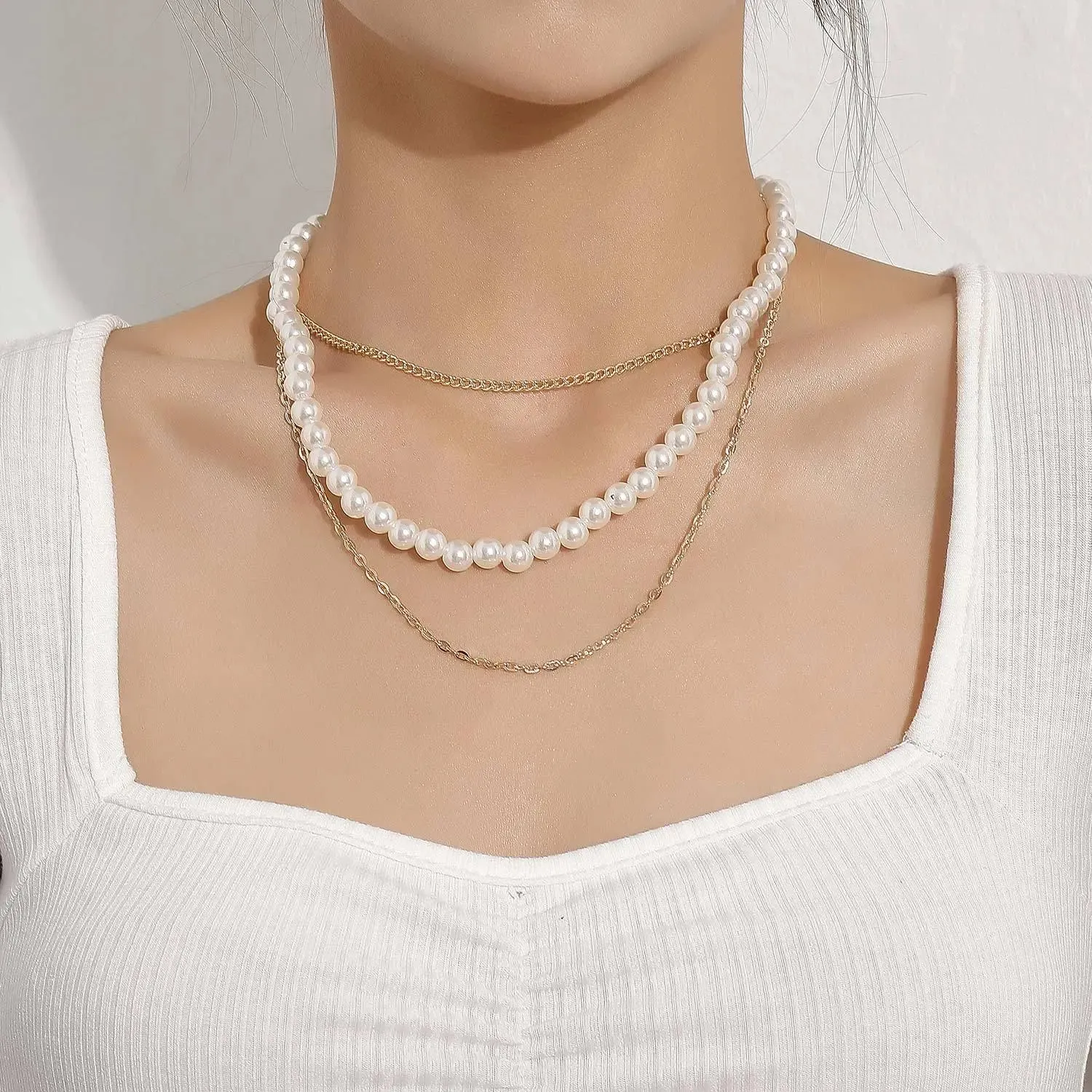 Vintage Style Simple 6MM Pearl Chain Choker Necklace For Women Wedding Love Shell Pendant Necklace Fashion Jewelry Wholesale