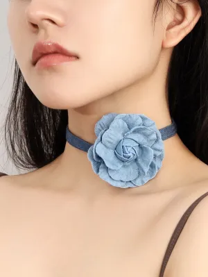 Vintage Western Style Minimalist Woven Flower Choker Necklace Statement Necklace