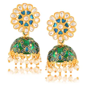 Yellow Chimes Meenakari Workmanship Latest Stylish Jhumkas Earrings for Women and Girls